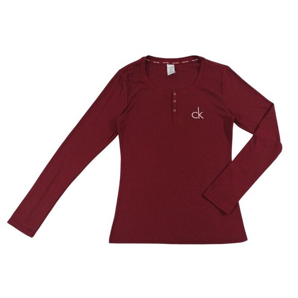 Calvin Klein Womens Red Long-Sleeve Henley Top S, NWOT. - Picture 6 of 8